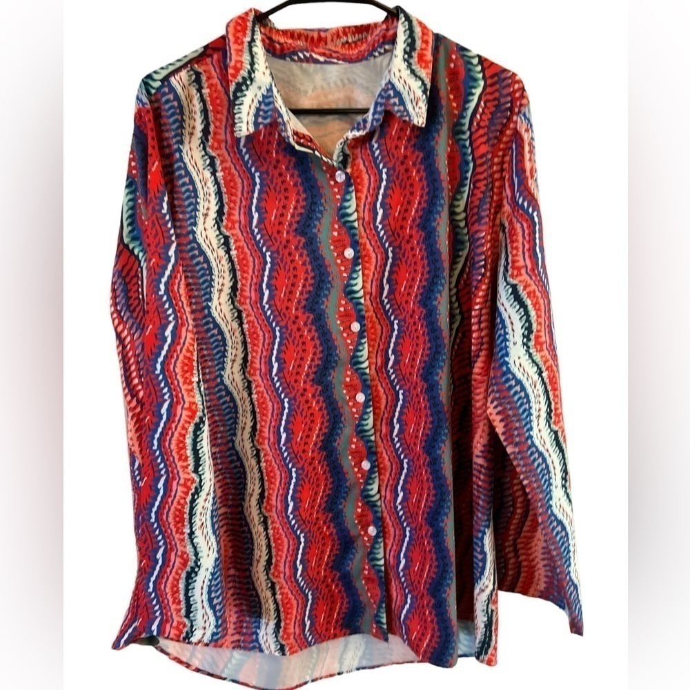 Zigzag‎ bright soft button down shirt XL